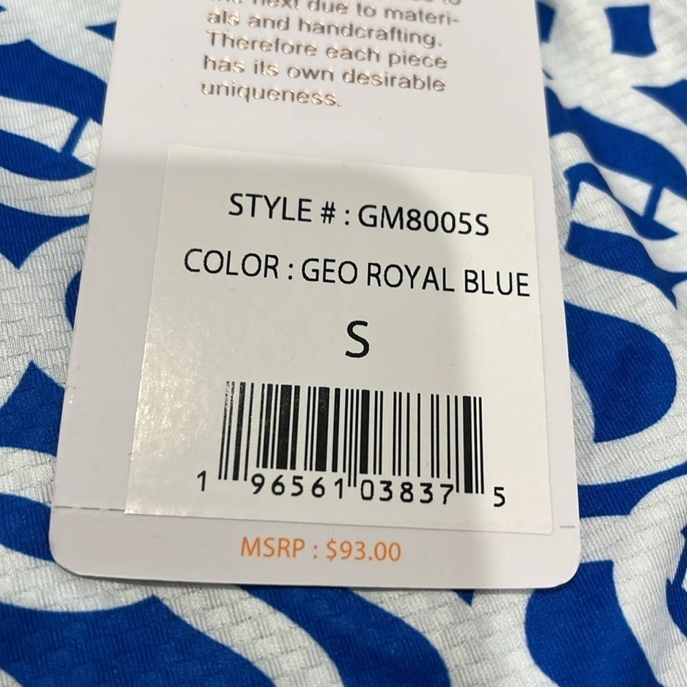 NWT Gottex X Ruffle Skort Geo print royal blue golf tennis pickle ball quick dry - Picture 4 of 10